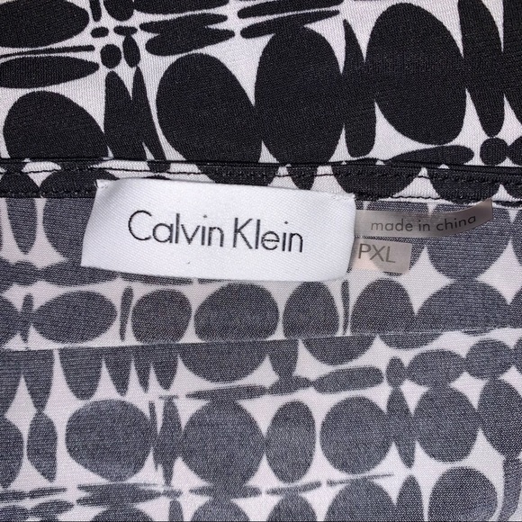 CK Calvin Klein Tank Top Women’s XLP Black White Circle Pattern Cowl Sleeveless - Picture 4 of 6